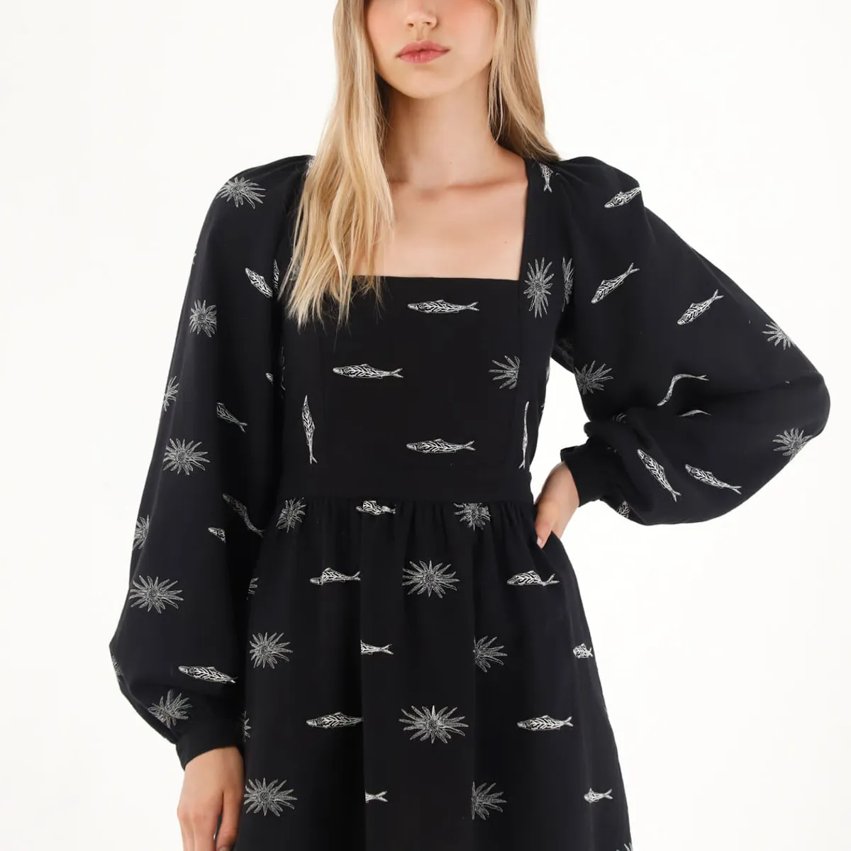 TENNIS - Vestido corto con estampado de peces para mujer