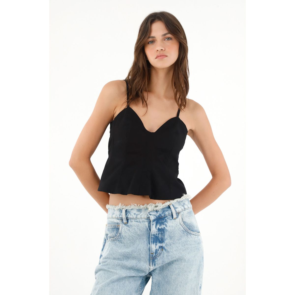 TENNIS - Camisa de tiras negra para mujer