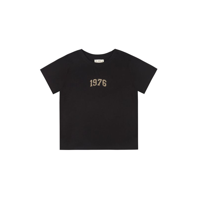 TENNIS - Camiseta manga corta estampada negra para mujer