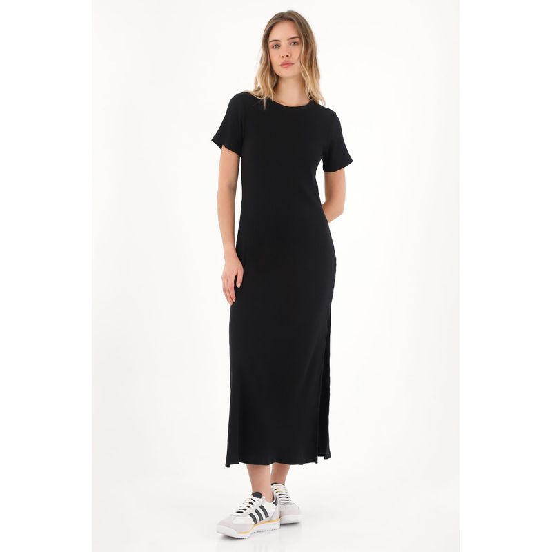 TOPMARK - Vestido largo ajustado negro para mujer