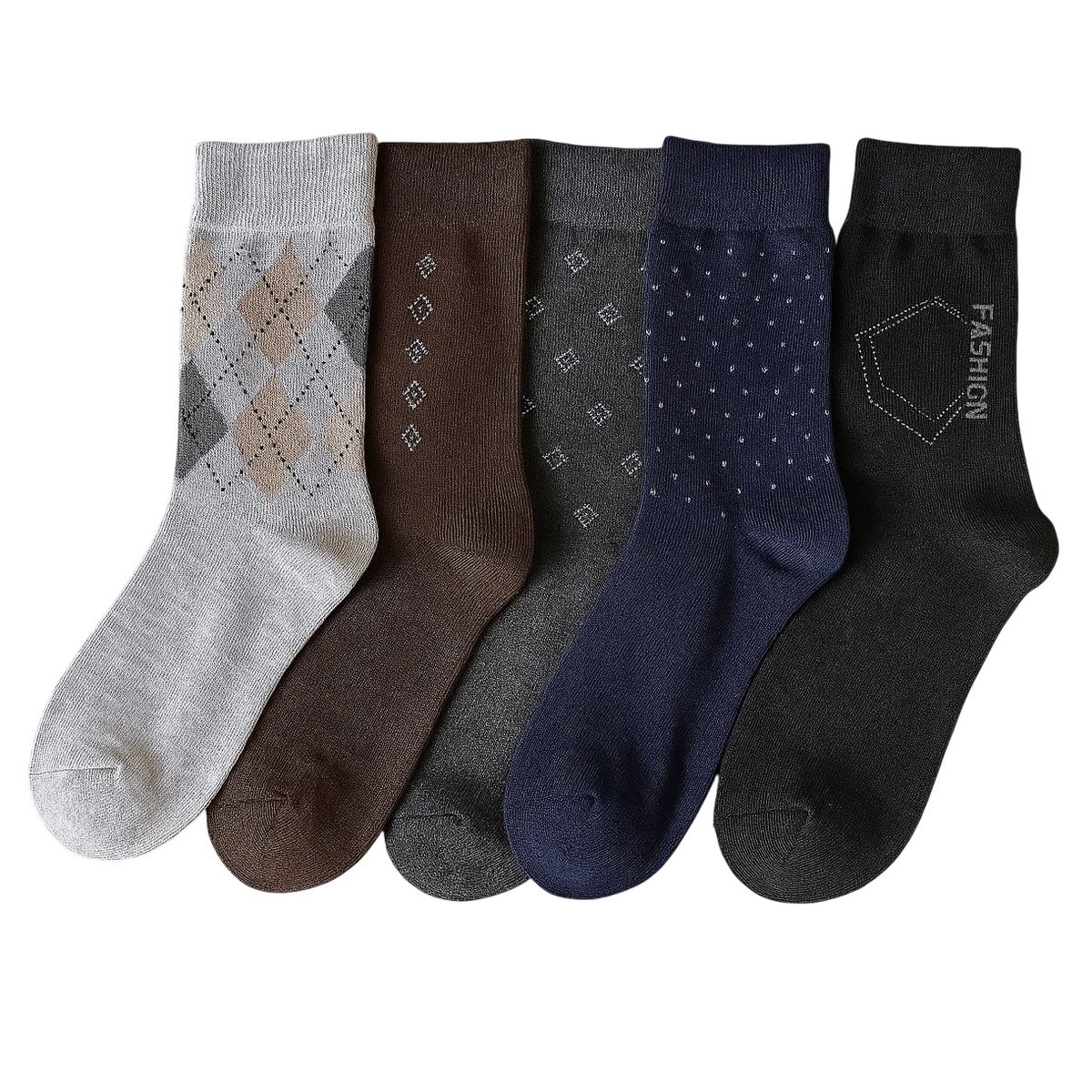 GENERICO - 6 Pares De Medias Larga Clásica Hombre Calcetín