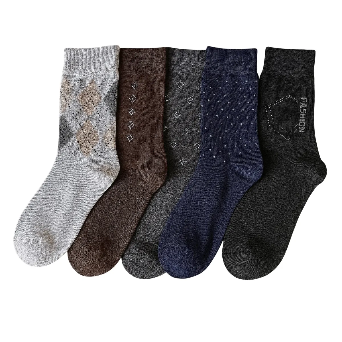 GENERICO - 6 Pares De Medias Larga Clásica Hombre Calcetín