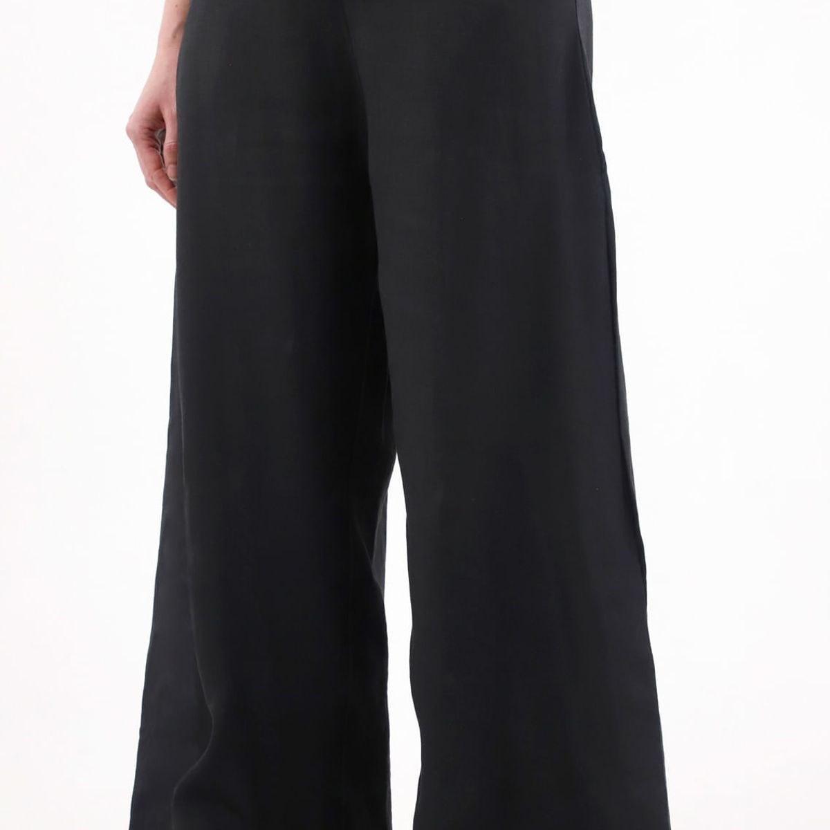 TENNIS - Pantalón Wide Leg en 100% lino negro para mujer