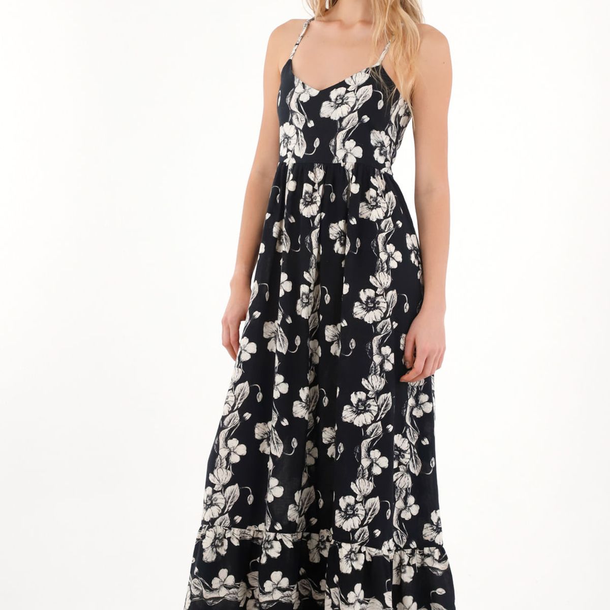 TOPMARK - Vestido largo con estampado de flores para mujer