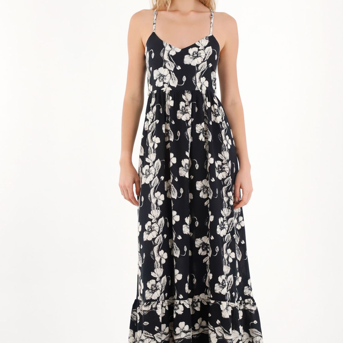 TOPMARK - Vestido largo con estampado de flores para mujer