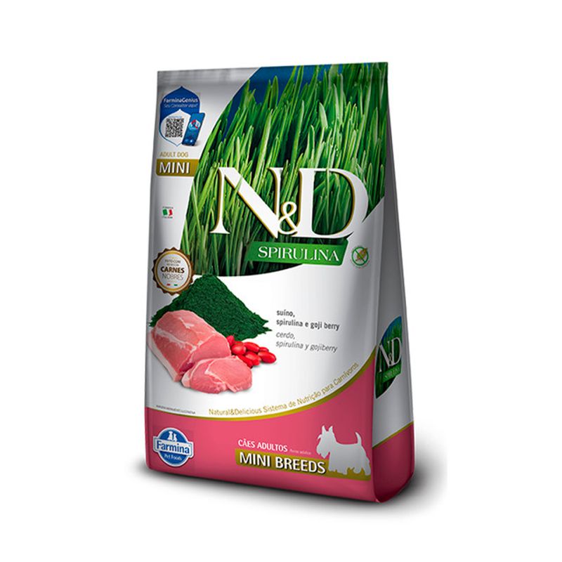 PET SPA - Alimento Para Perro Adulto Pequeño N&D Spirulina Cerdo 7KG