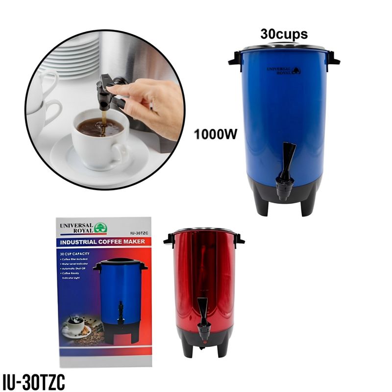 UNIVERSAL ROYAL - Cafetera Percoladora Eléctrica 30 Tazas Universal Royal Rojo Oscuro