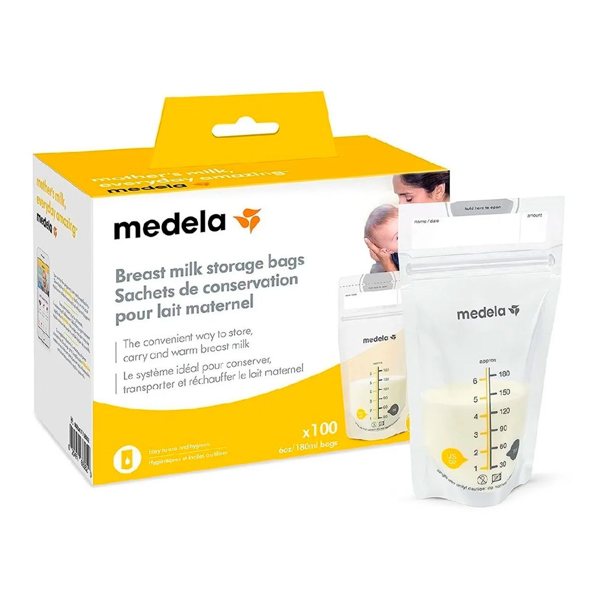 MEDELA - Medela Bolsas Para Almacenar Leche Materna 6oz180ml 100pzs