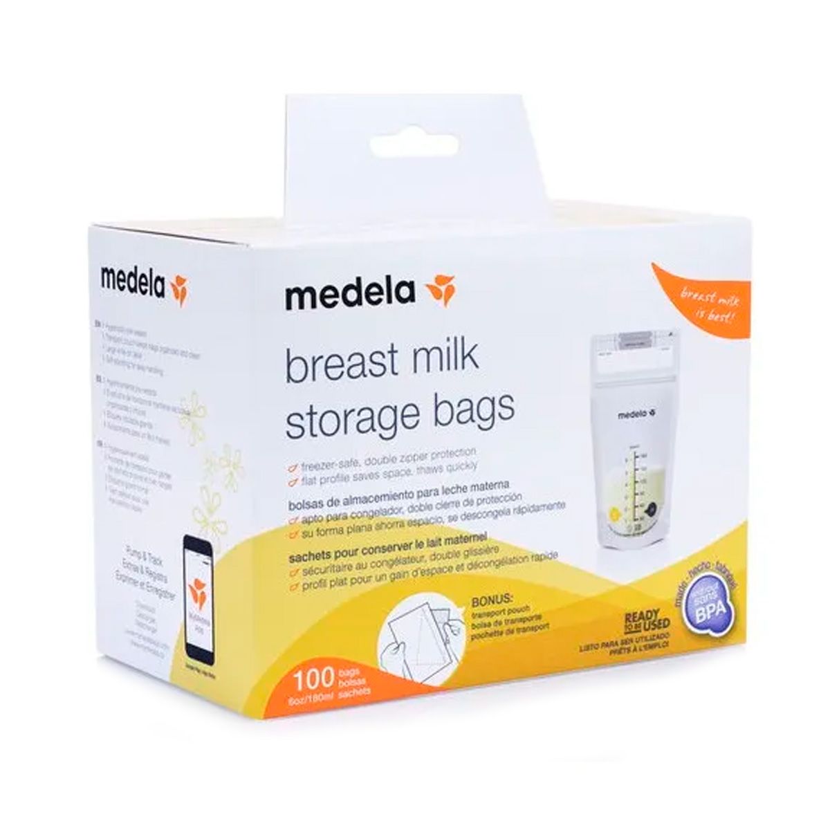 MEDELA - Medela Bolsas Para Almacenar Leche Materna 6oz180ml 100pzs