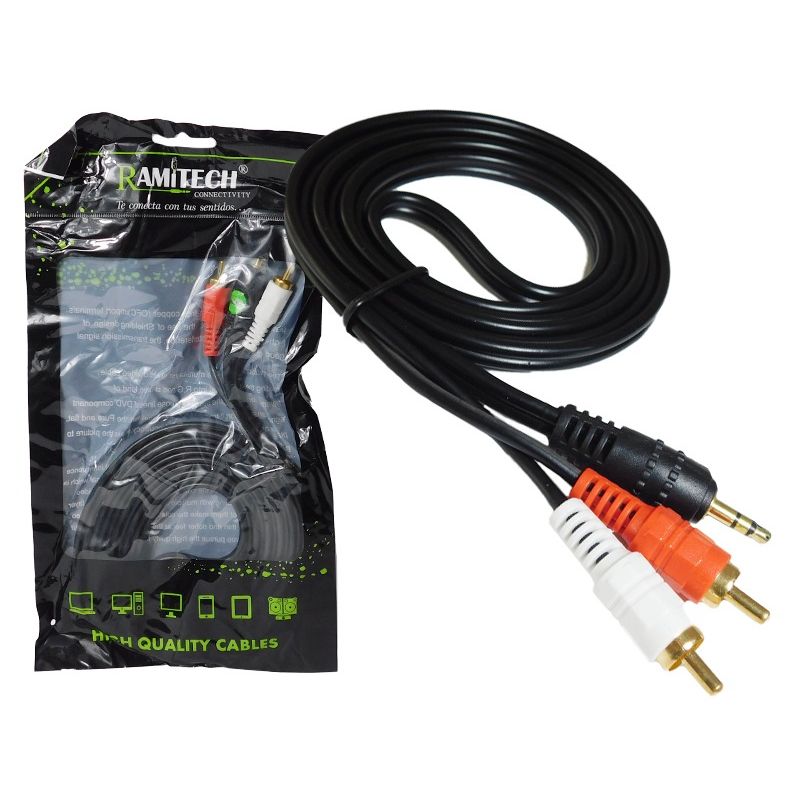 GENERICO - Cable Auxiliar De Audio Estéreo 2x1 Rca A Jack 3.5
