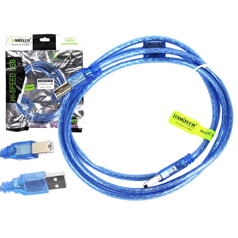 RAMITECH - Cable Usb 20 Para Impresora 15 Mts Blindado Azul Ramitech