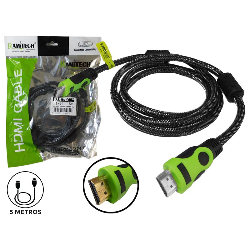 RAMITECH - Cable Hdmi A Hdmi 5 Metros Filtro Mallado Ramitech