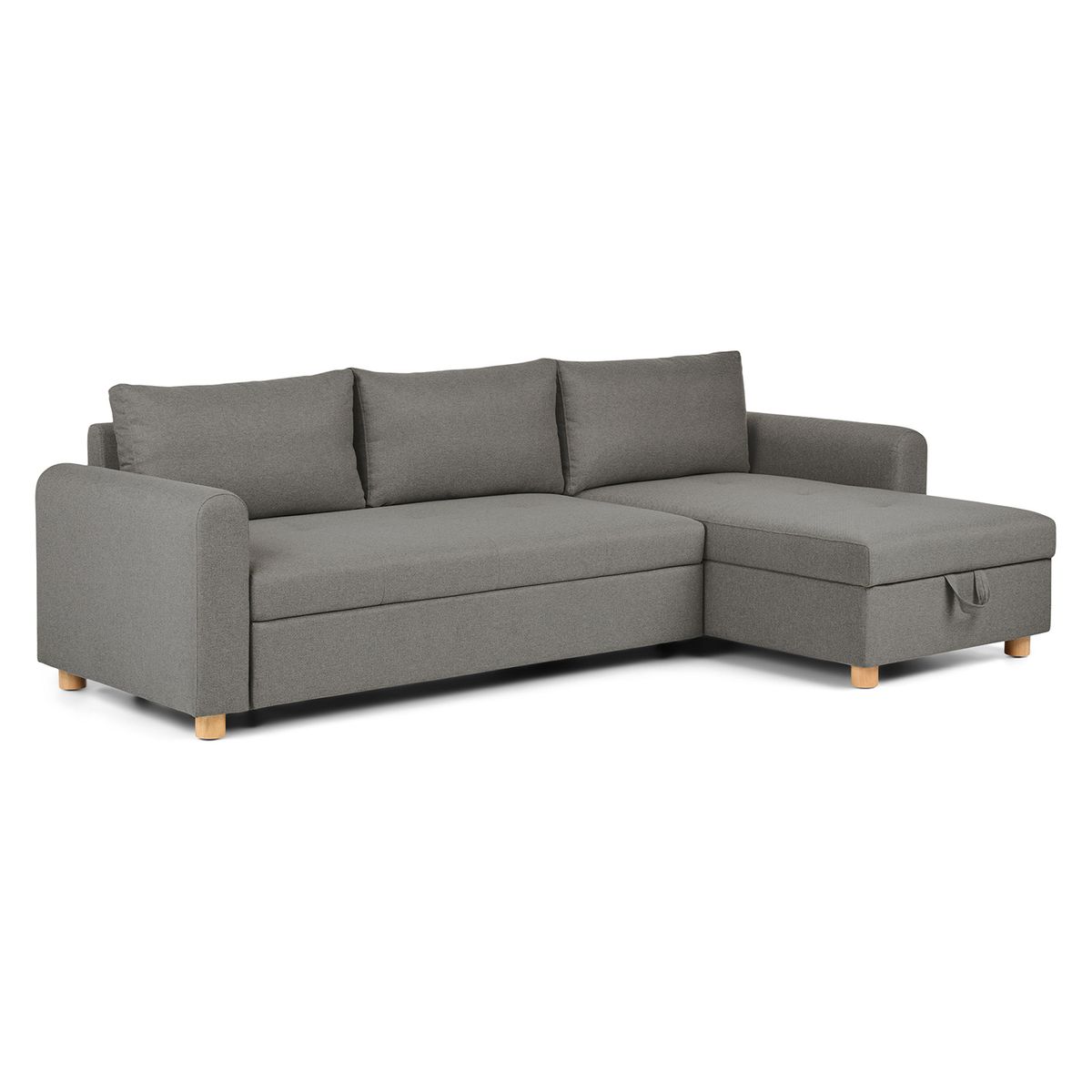 SOFA MARKET - Sofa Cama Cajon en L Derecho Katia Tela Gris Oscuro