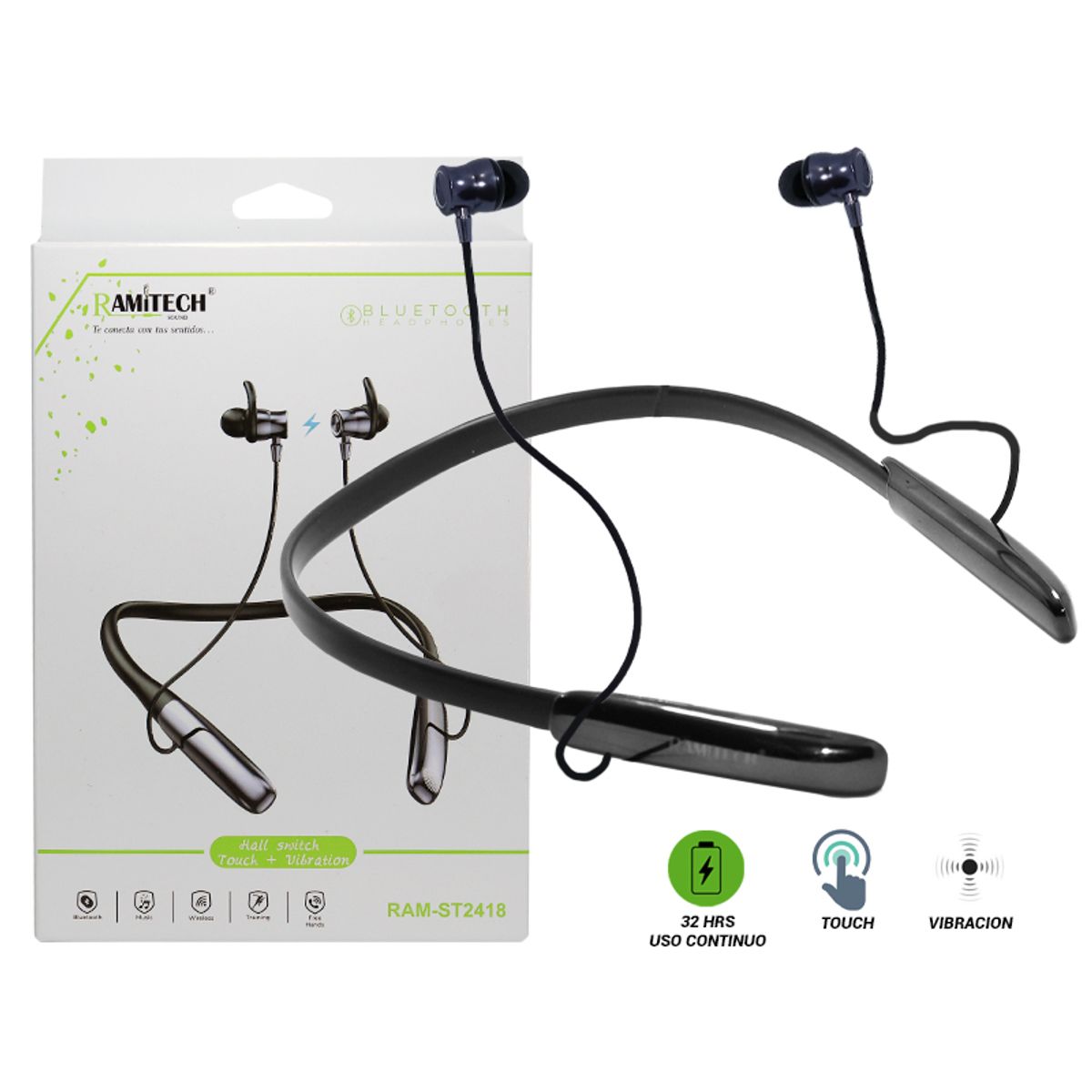 RAMITECH - Auriculares Chupa Bluetooth Cuello Nuca Magnético Ramitech