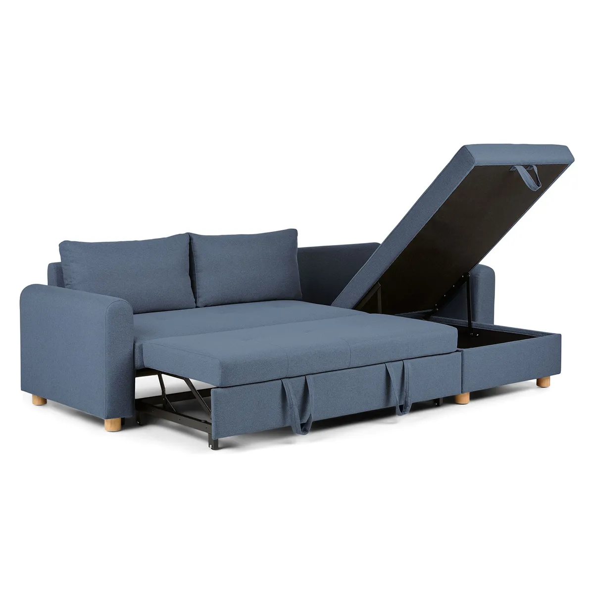 SOFA MARKET - Sofa Cama Cajon en L Derecho Katia Tela Azul