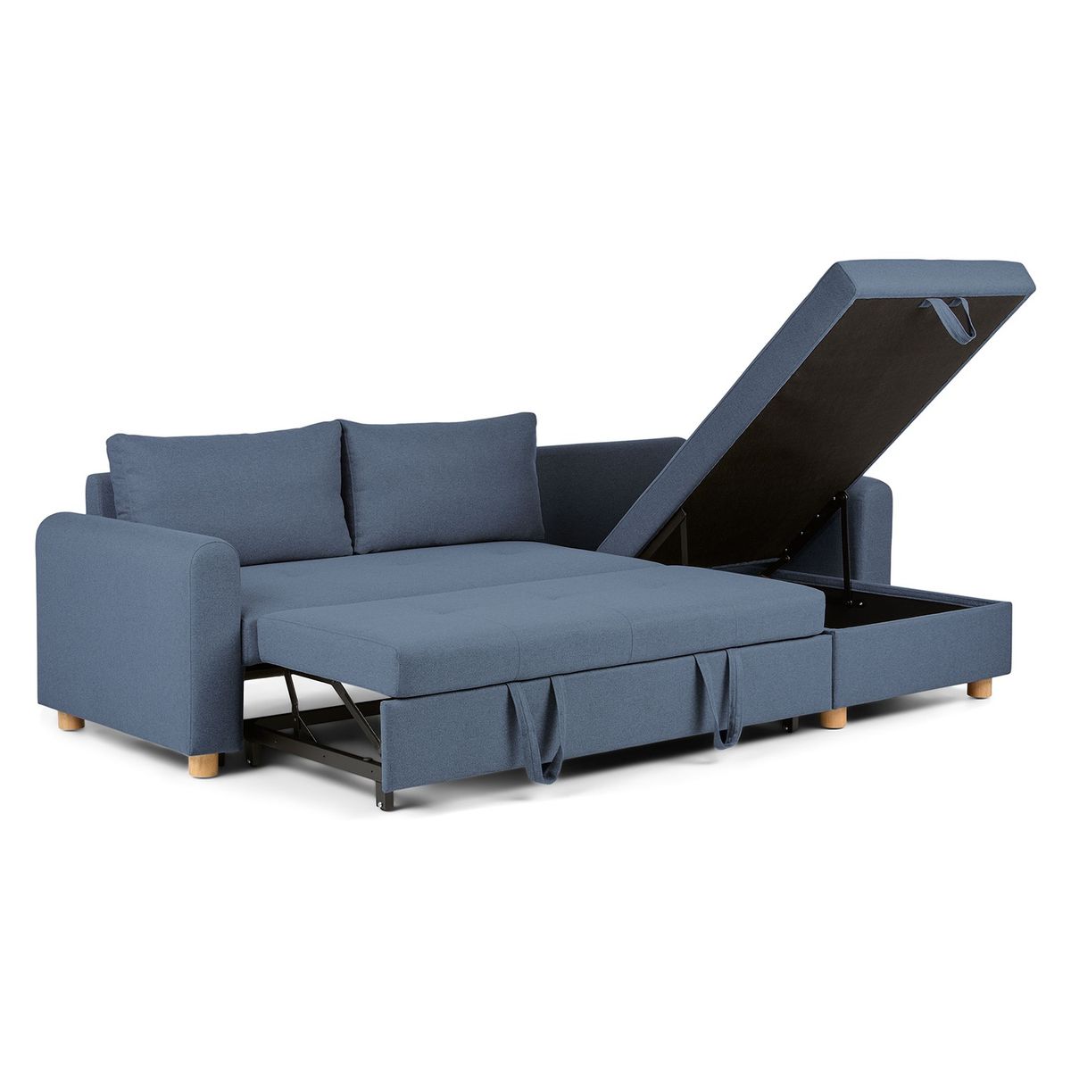 SOFA MARKET - Sofa Cama Cajon en L Derecho Katia Tela Azul