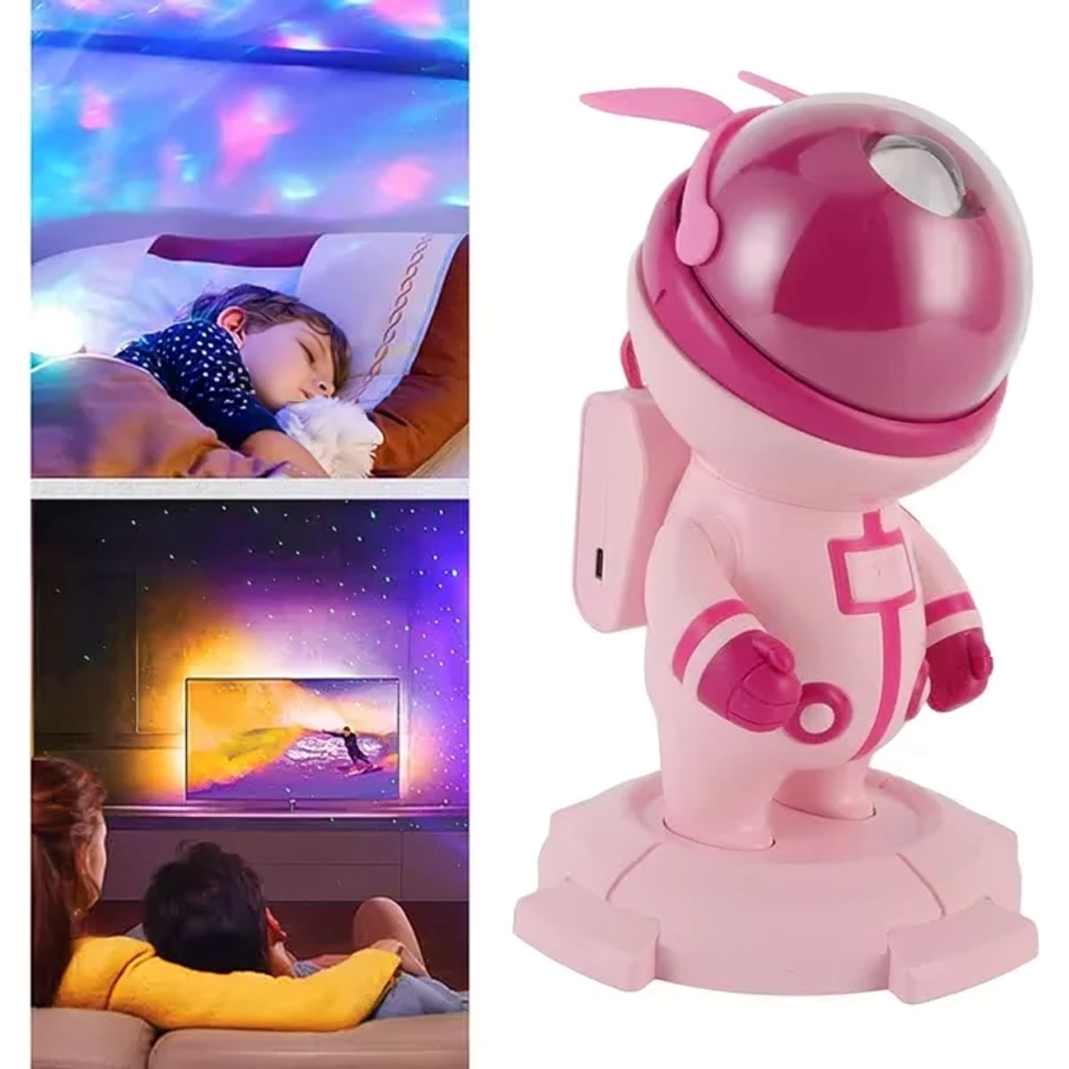 GENERICO - Proyector De Estrellas Conejo Astronauta Rosado