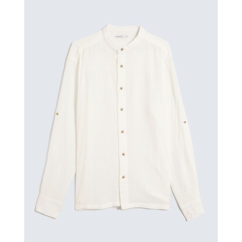 SEVEN SEVEN - Camisa Para Hombre Manga Larga Sin Bolsillo Cuello Neru Color Marfil Marca Seven Seven #45012138