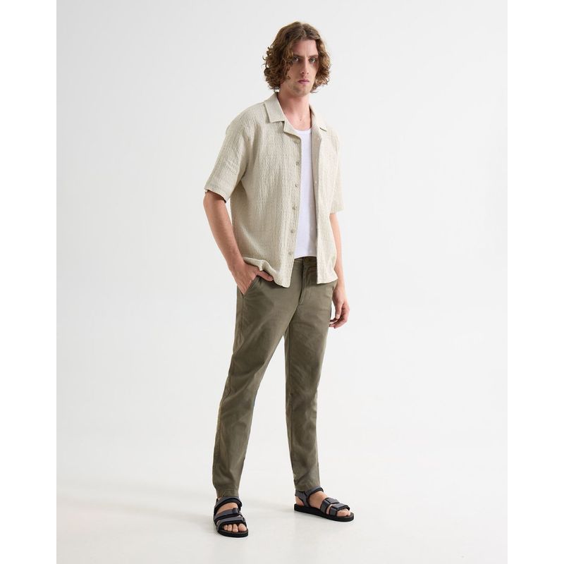 SEVEN SEVEN - Camisa Para Hombre Manga Corta Sin Bolsillo Cuello Resort Color Arena Marca Seven Seven #45012140