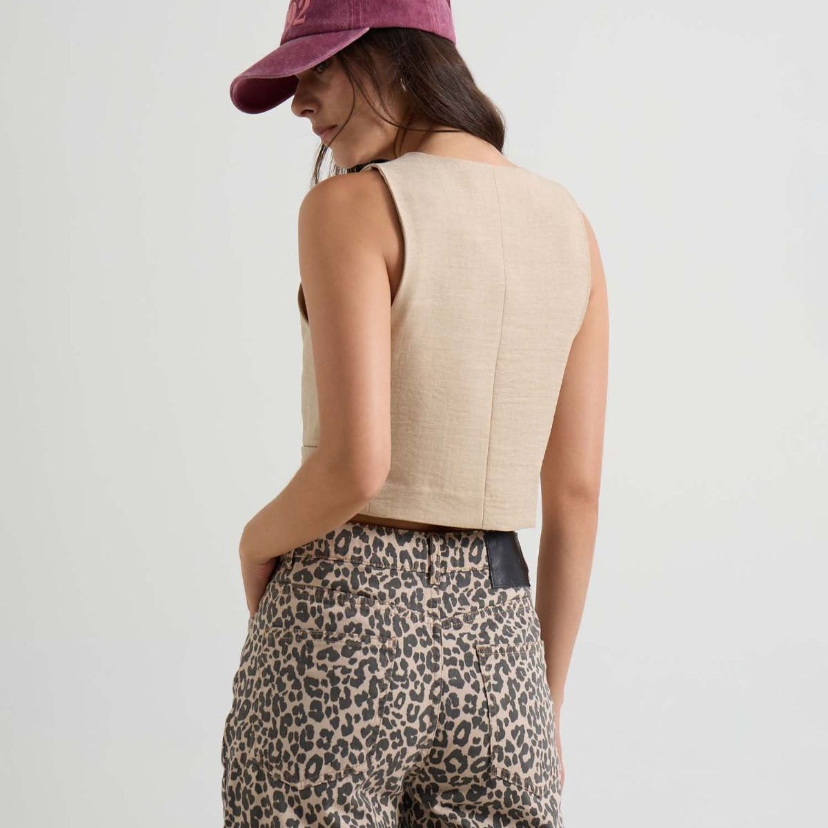 SEVEN SEVEN - Chaleco Para Mujer Punto Color Arena Marca Seven Seven #28250128