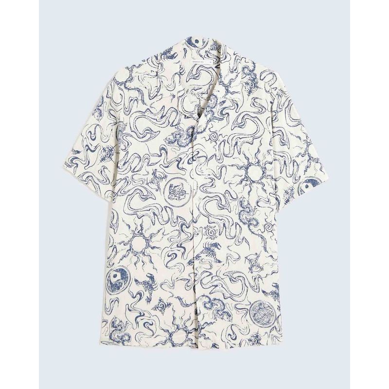 SEVEN SEVEN - Camisa Para Hombre Manga Corta Sin Bolsillo Cuello Resort Color Azul Marca Seven Seven #45012141