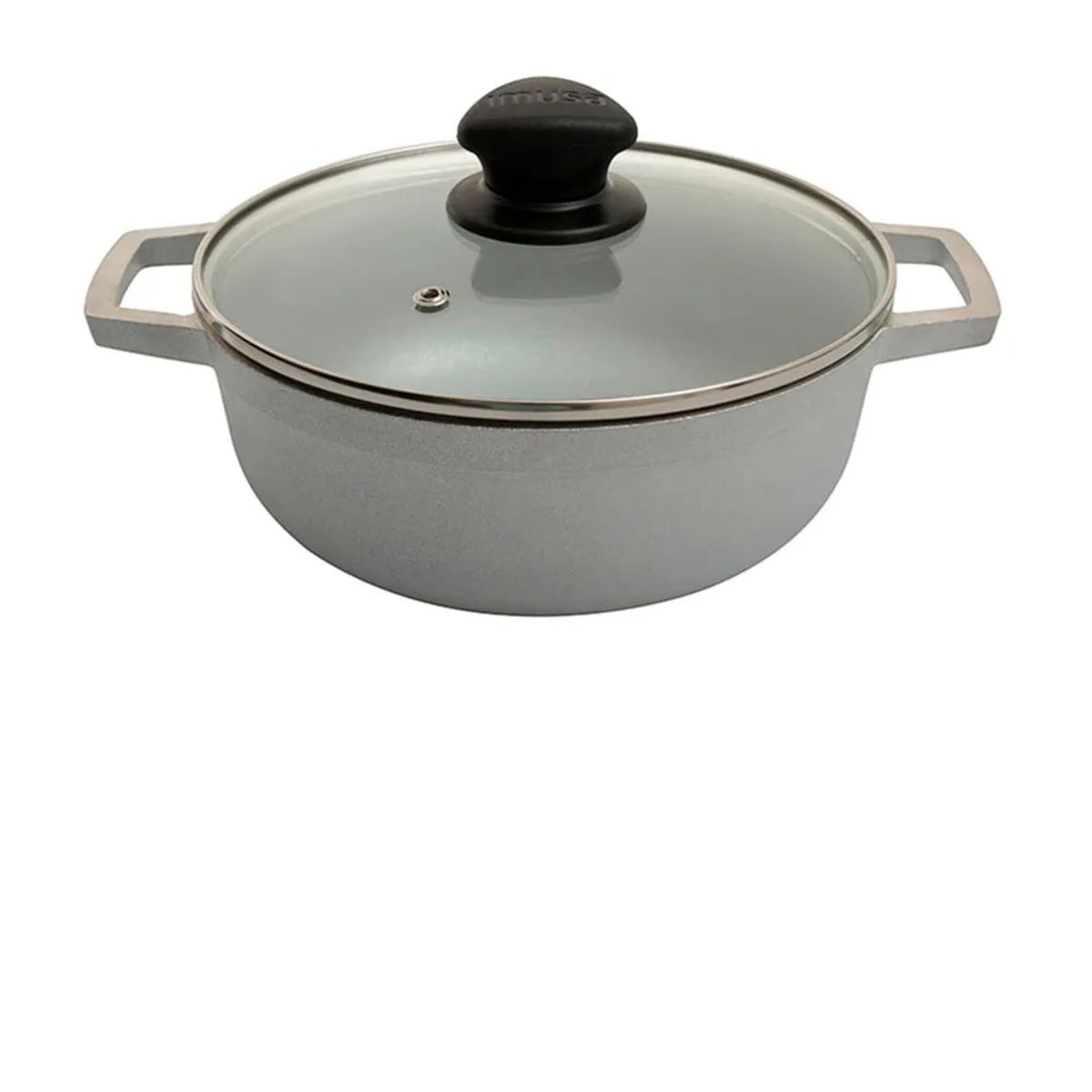 IMUSA - Caldero Imusa Aluminio Fundido 30 Cm Tapa Vidrio
