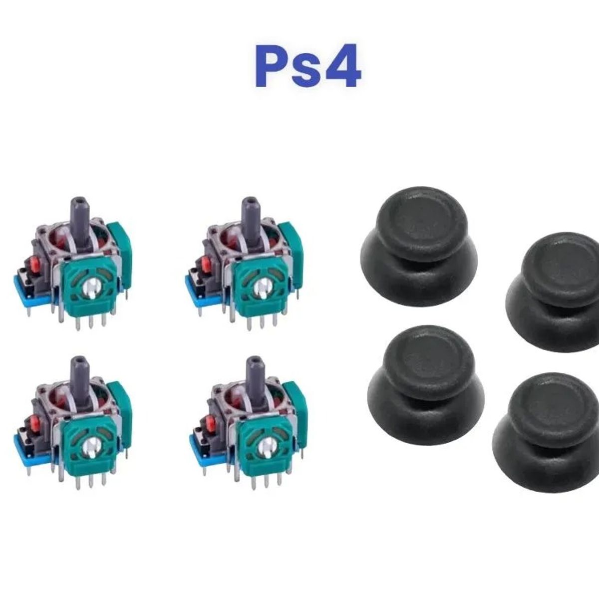 GENERICO - 4 Análogo Repuesto Joystick + 4 Capuchas Para Control Ps4