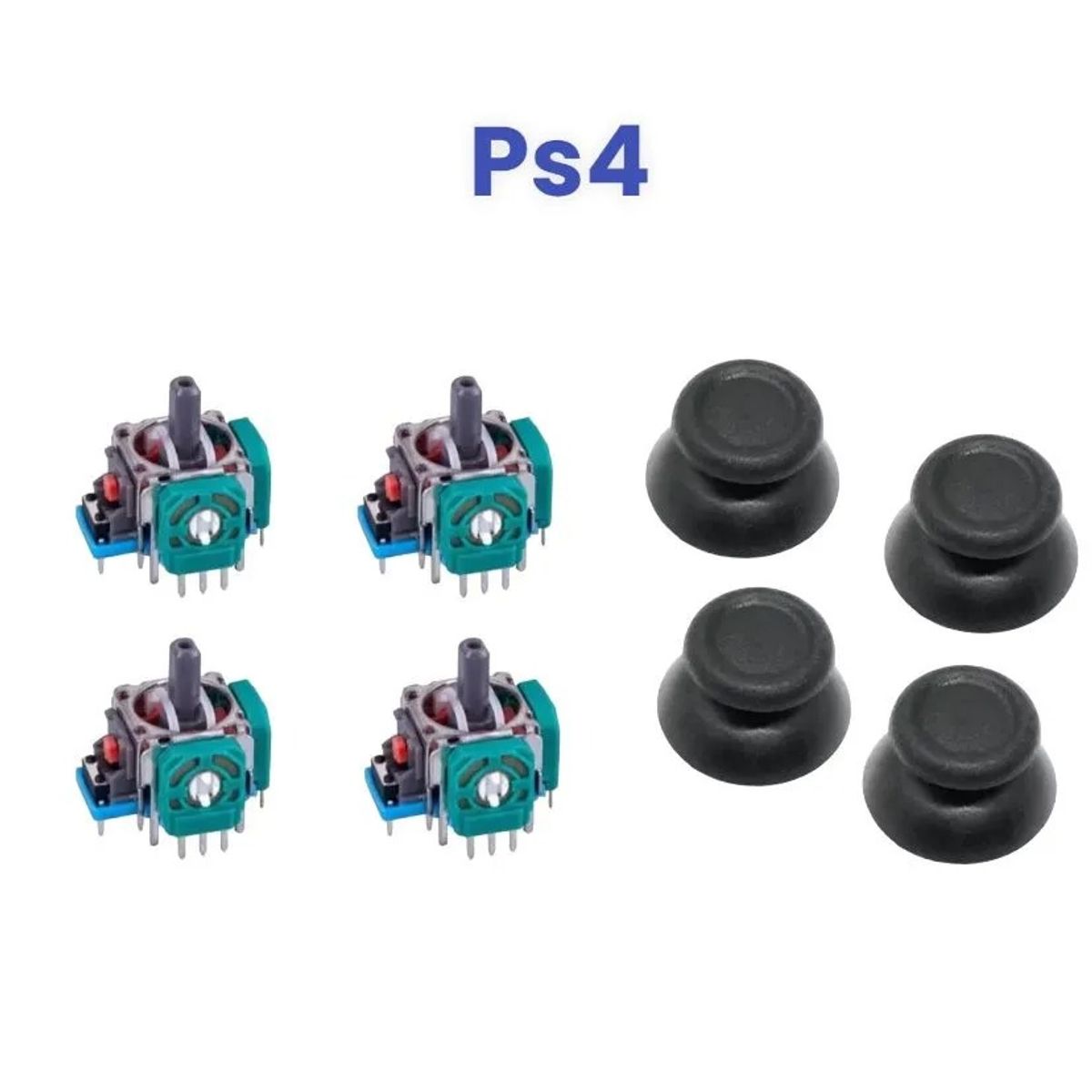 GENERICO - 4 Análogo Repuesto Joystick + 4 Capuchas Para Control Ps4