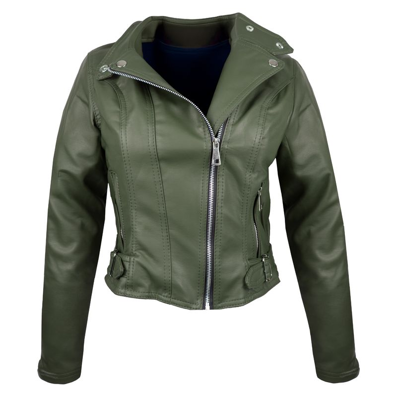 SYK - Chaqueta chamarra para mujer moderna con Hebilla Paris