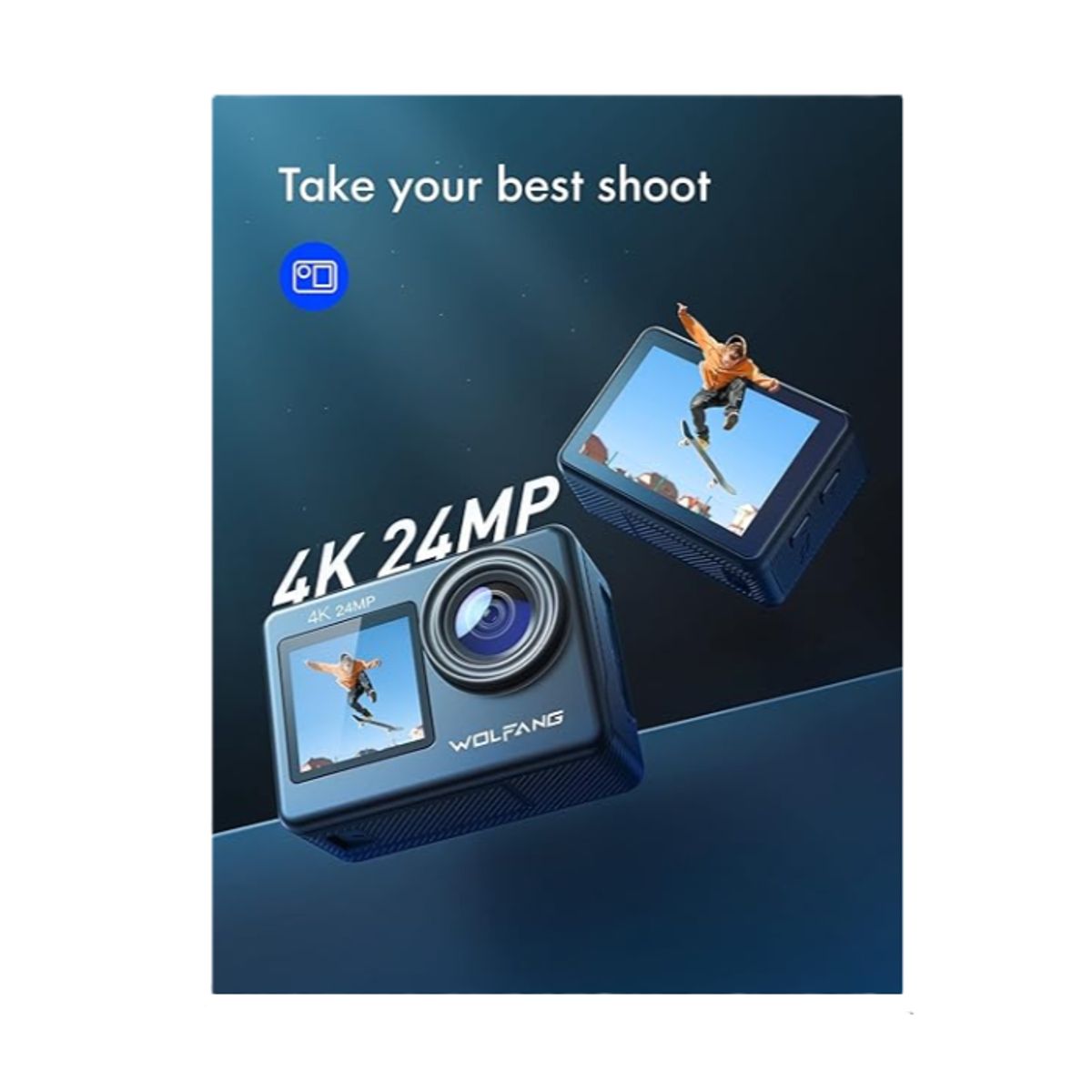 GENERICO - Cámara de acción 4K 24MP Wolfang GA200 Subacuática Color Negro