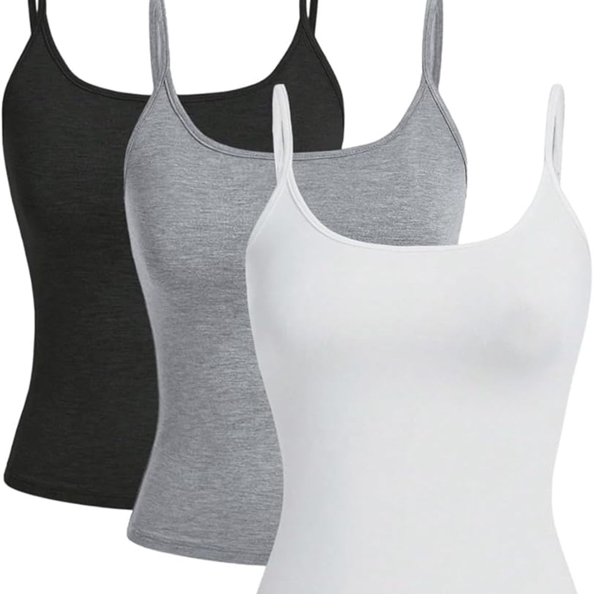 GENERICO - Set 3 Blusas Básicas de Tiras, Negro Blanco Gris
