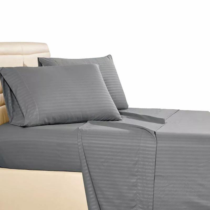 GENERICO - Sabanas Unicolor gris de 4 piezas en Microfibra suave cama doble