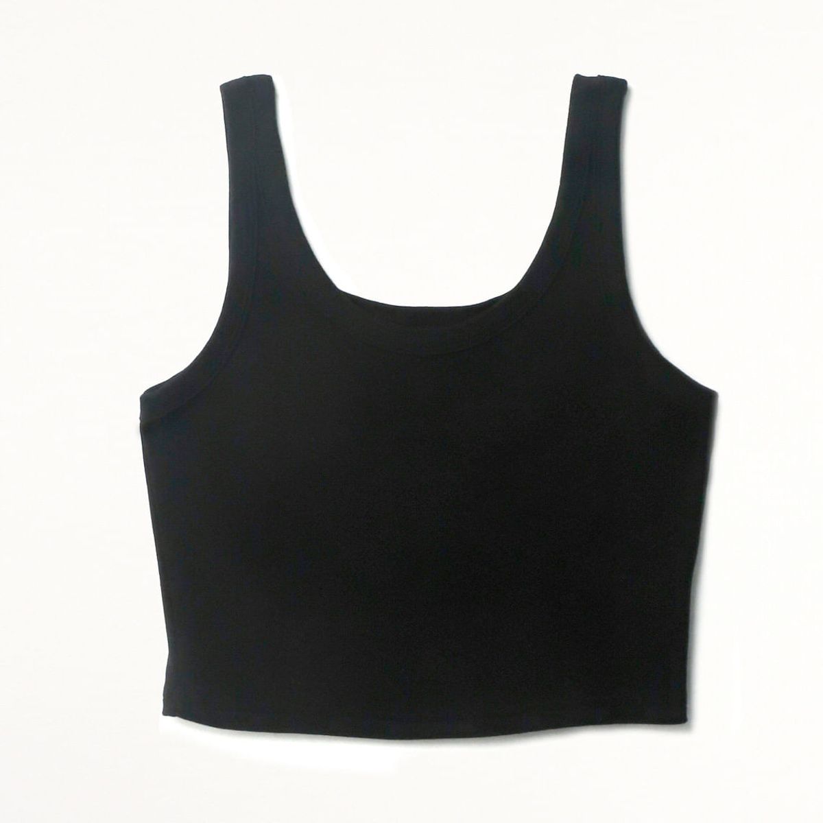 TENNIS - Camiseta crop en rib negra para mujer