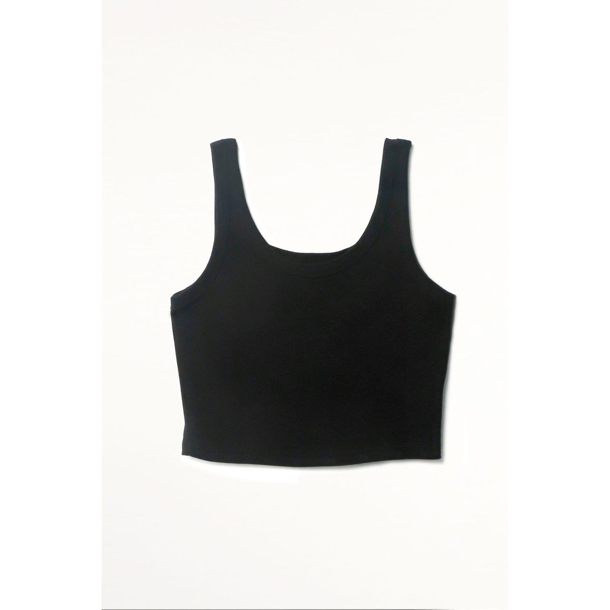 TENNIS - Camiseta crop en rib negra para mujer