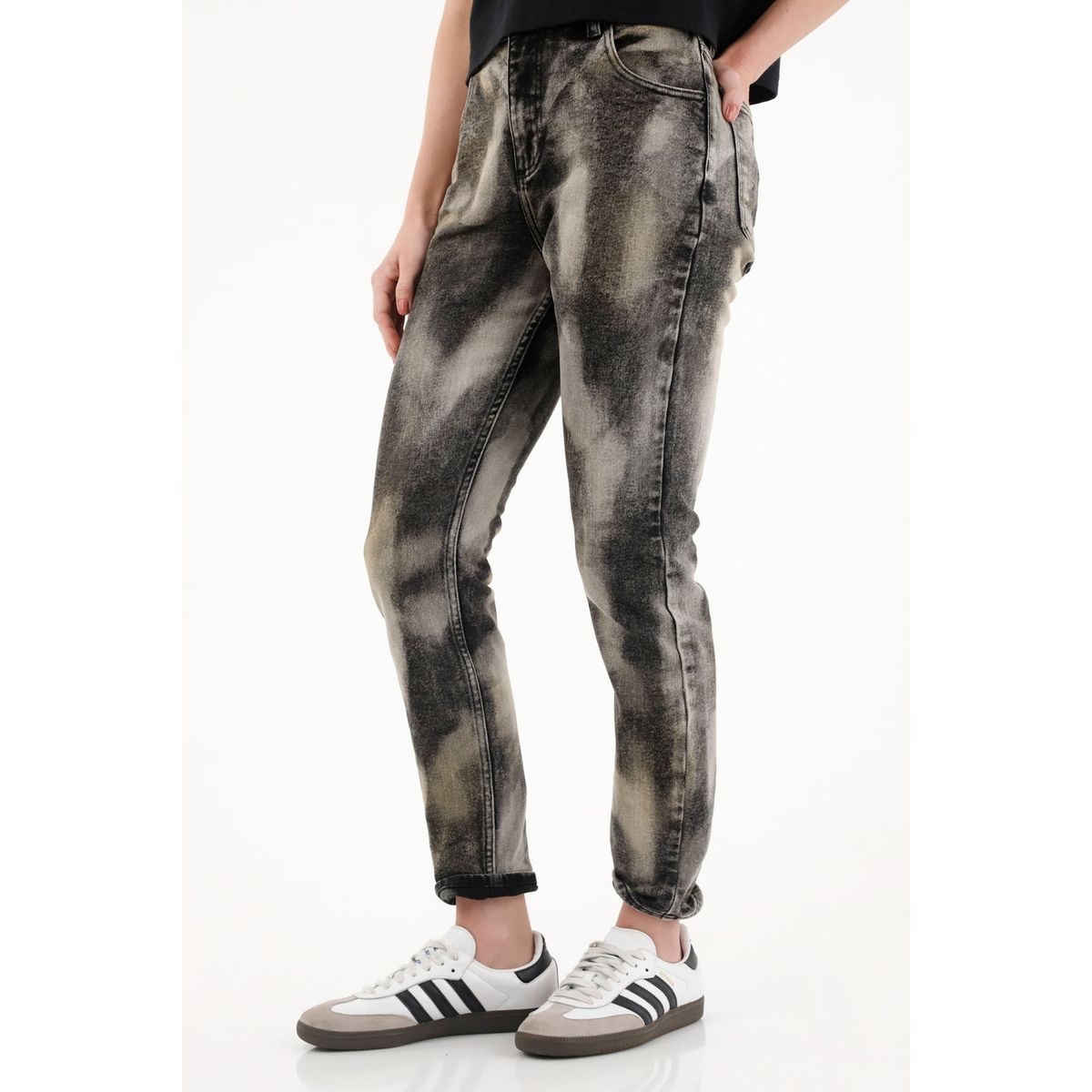 TENNIS - Jean Super Slim tiro medio negro para mujer