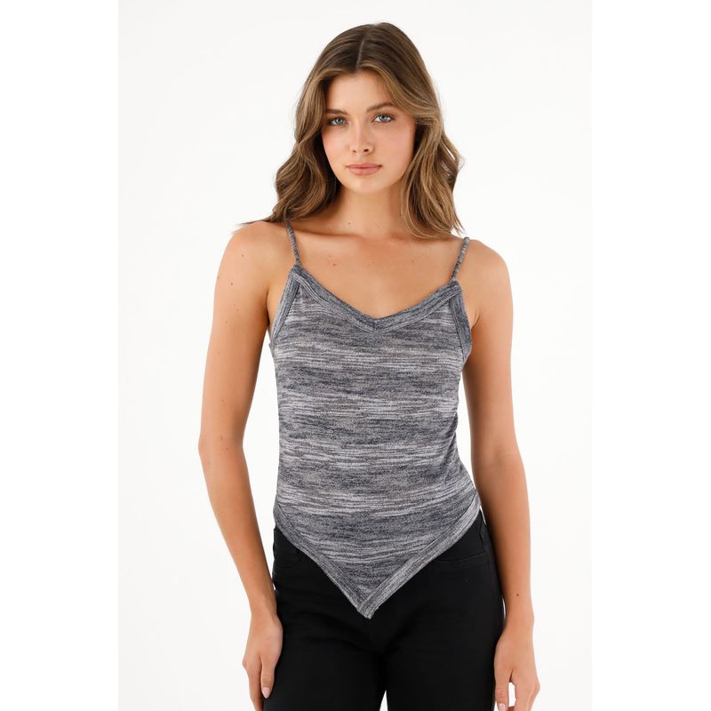 TENNIS - Camiseta tipo pañoleta gris para mujer
