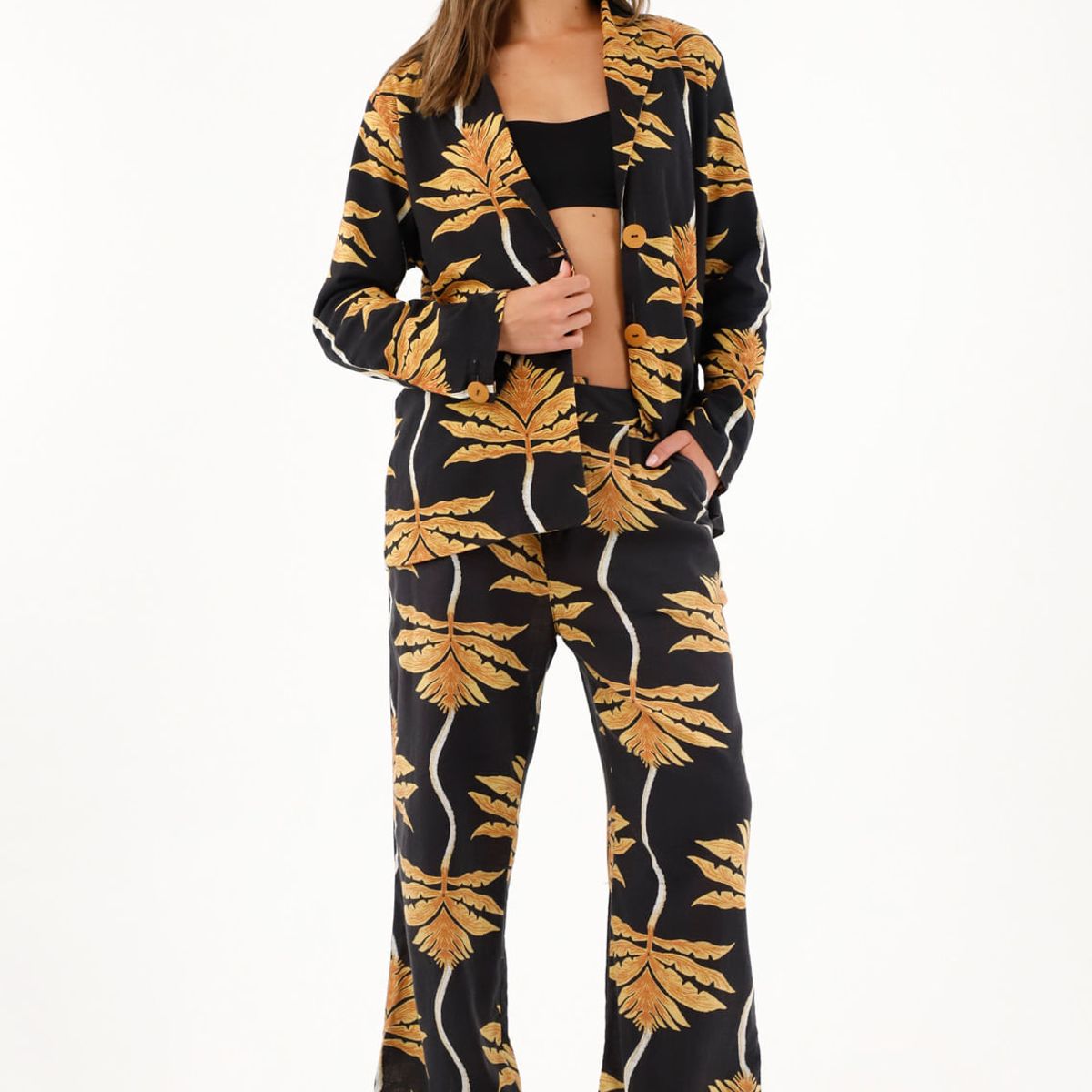 TENNIS - Pantalón estampado en 100% algodón para mujer