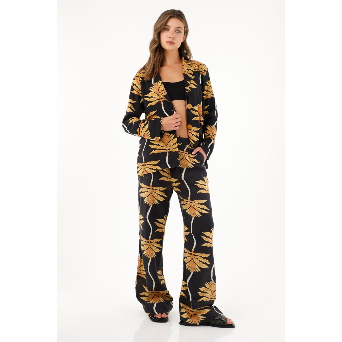 TENNIS - Pantalón estampado en 100% algodón para mujer