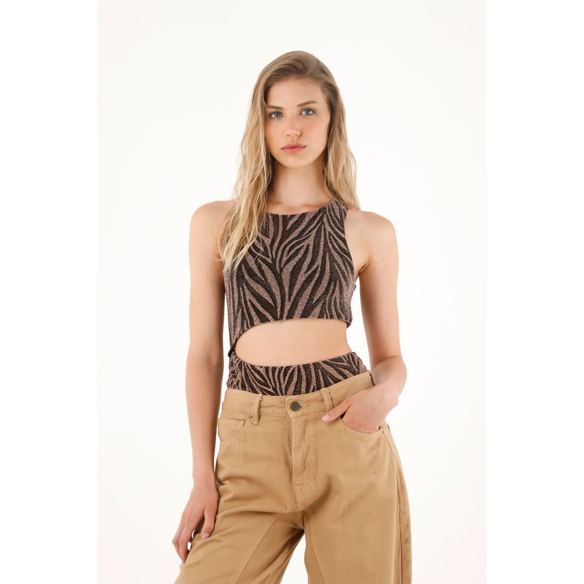 TENNIS - Body en tejido brillante animal print para mujer