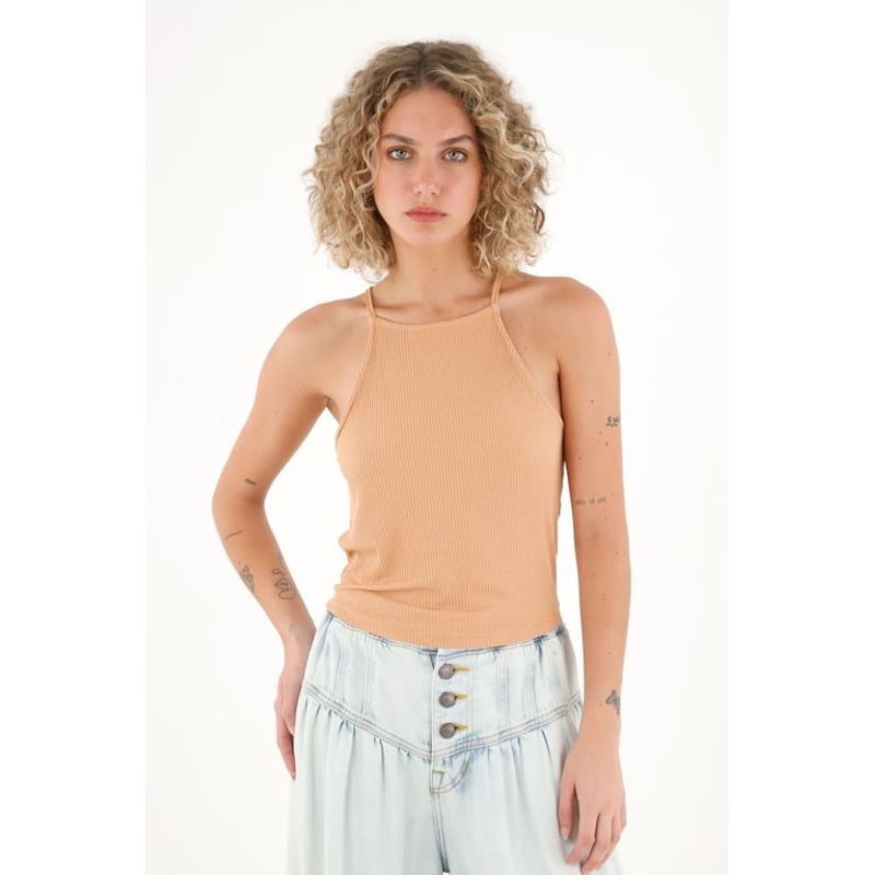 TOPMARK - Camiseta básica de tiras naranja para mujer