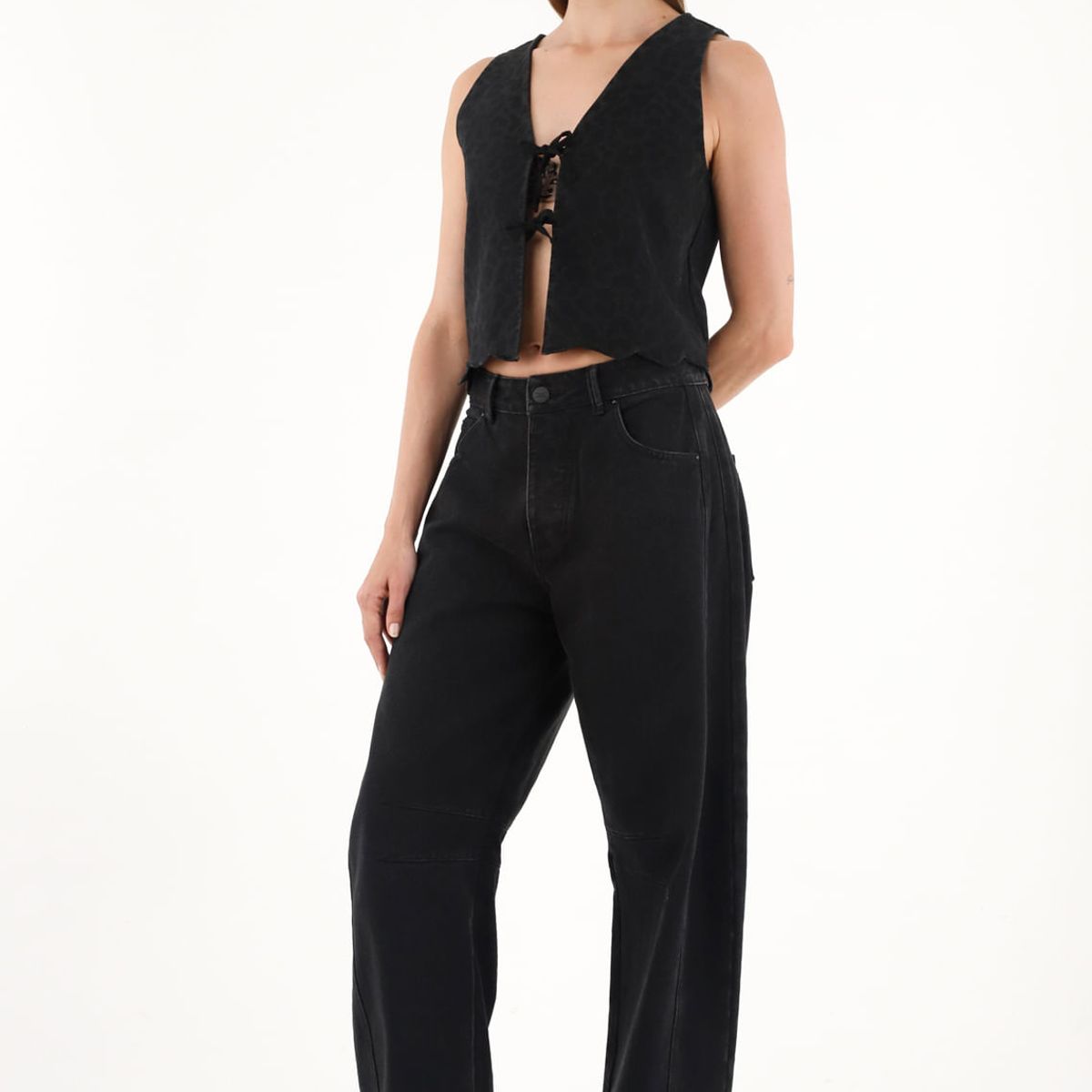 TENNIS - Jean Horseshoe con diseño animal print negro para mujer