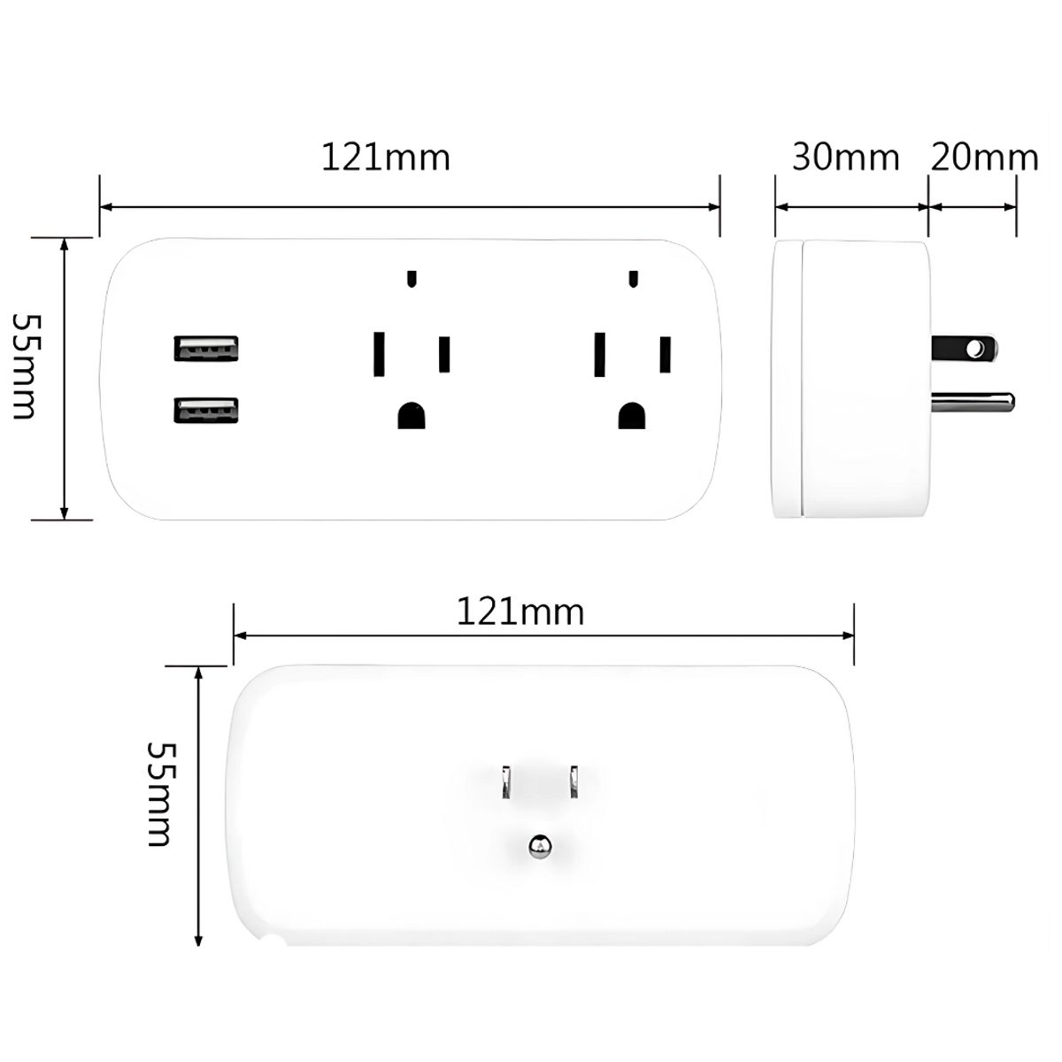 GENERICO - Enchufe Inteligente Tomacorriente Doble 2 Usb Alexa Google