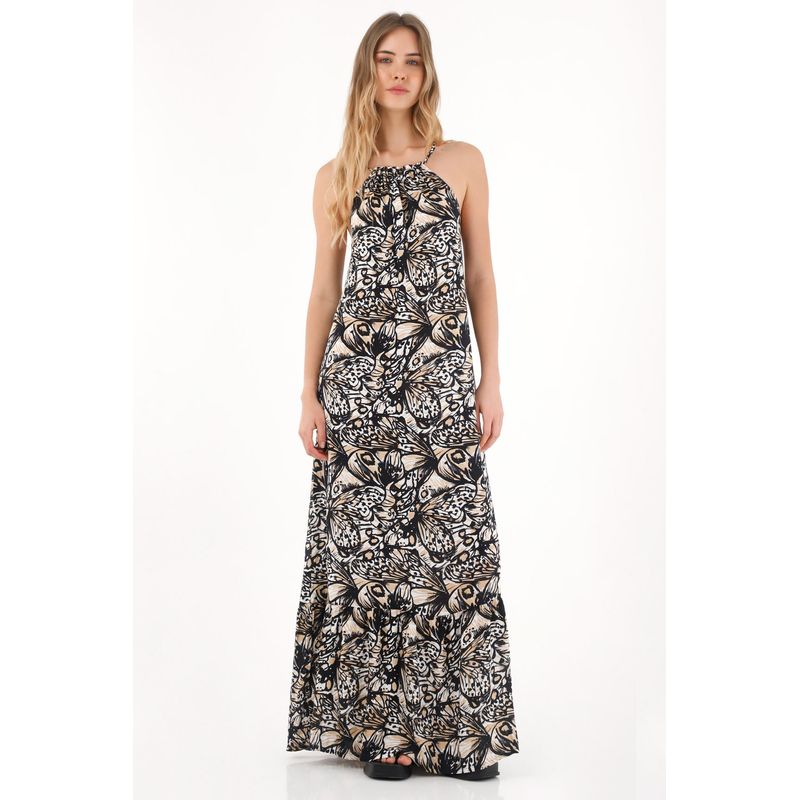 TOPMARK - Vestido largo estampado cuello halter para mujer