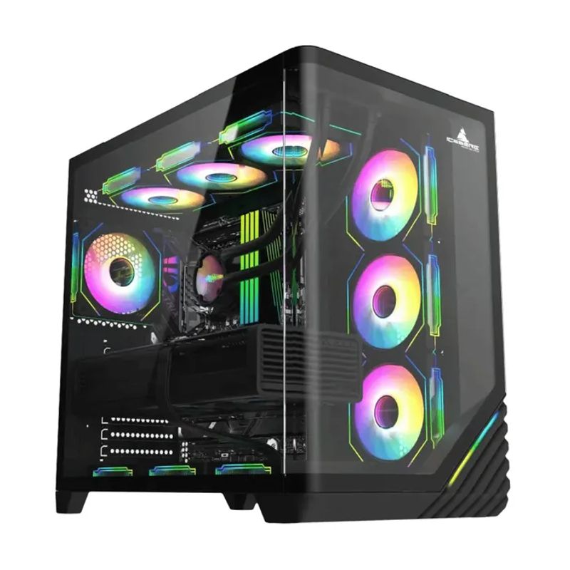 ICEBERG - Chasis Gamer Iceberg Crystal Wave L Negro 7 Ventiladores ARGB Maxi Infinity