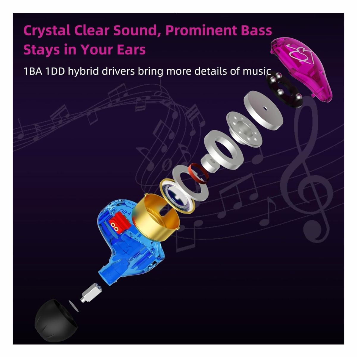 KZ - Audifonos In-ear KZ ZST Purple con microfono