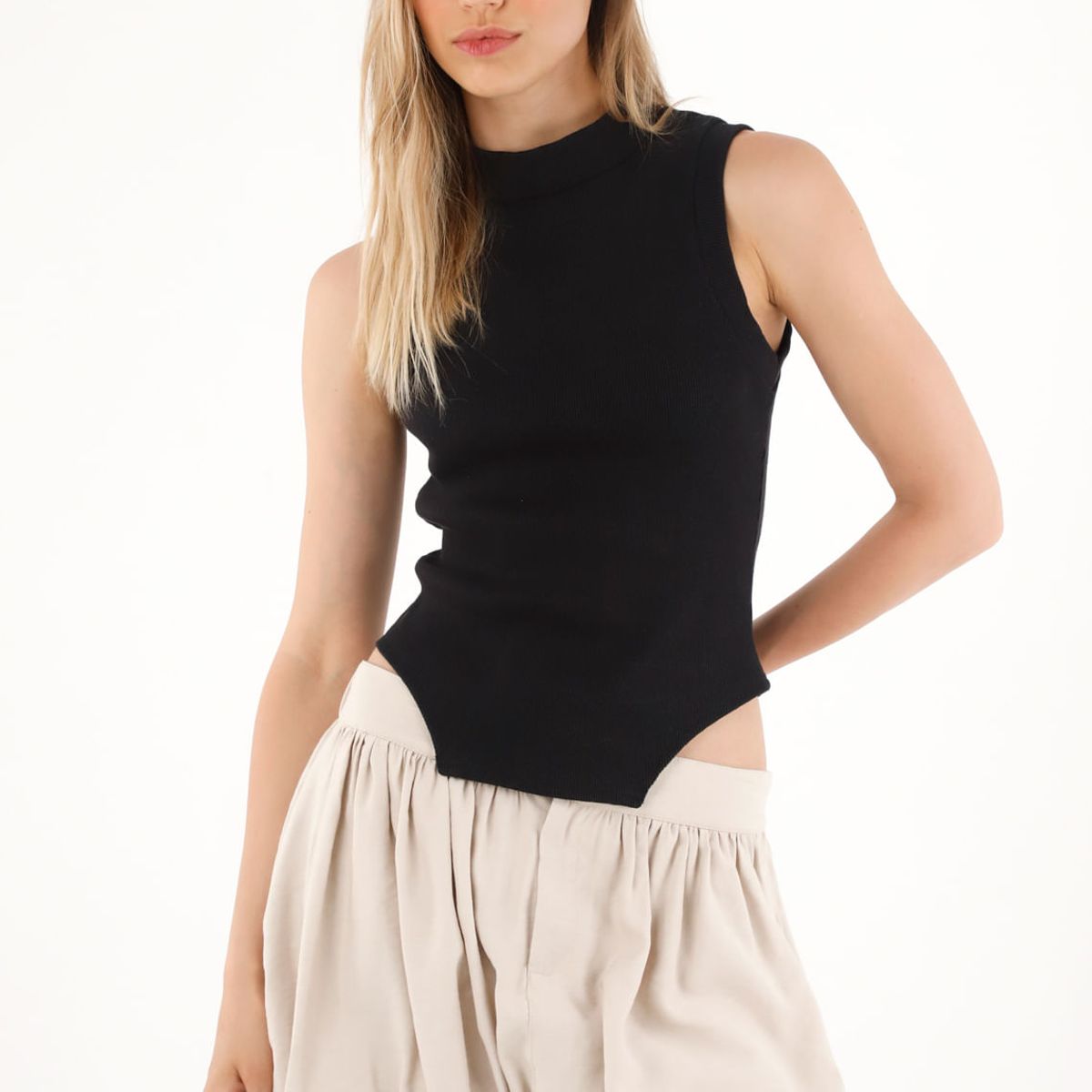 TENNIS - Camiseta manga sisa negra para mujer