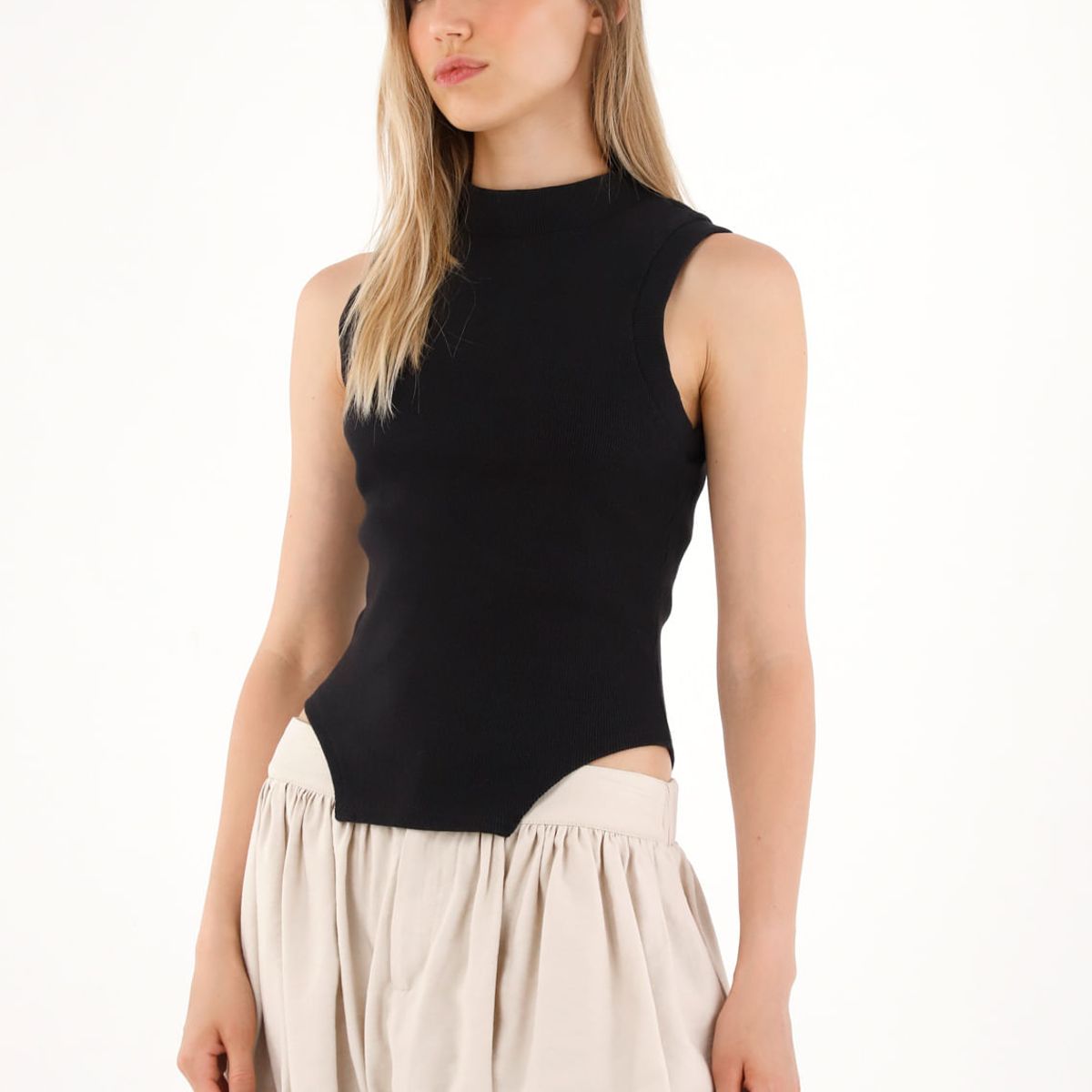 TENNIS - Camiseta manga sisa negra para mujer