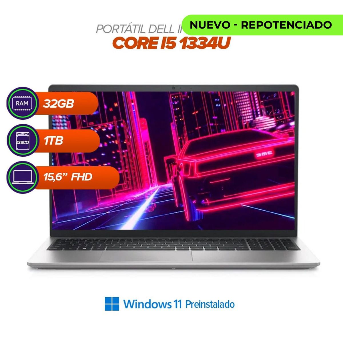DELL - Portátil Dell Inspiron 3530 / Intel Core i5 1334U / 32GB RAM / 1TB SSD / 15.6” FHD