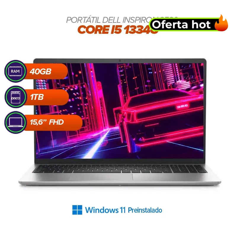 DELL - Portátil Dell Inspiron 3530 / Intel Core i5 1334U / 40GB RAM / 1TB SSD / 15.6” FHD