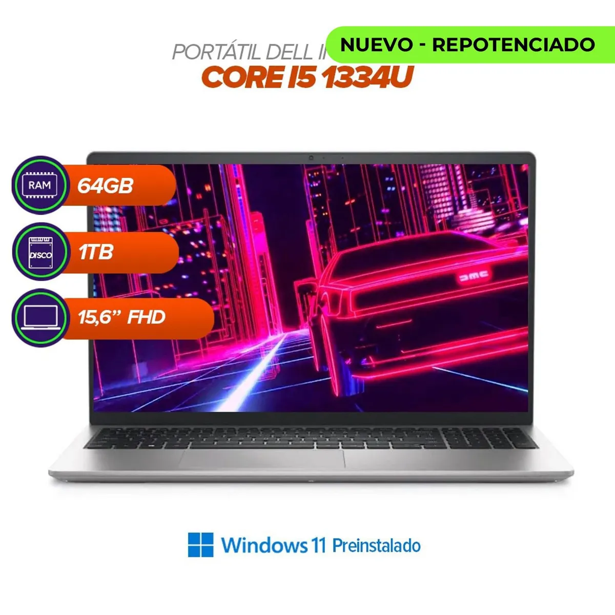 DELL - Portátil Dell Inspiron 3530 / Intel Core i5 1334U / 64GB RAM / 1TB SSD / 15.6” FHD